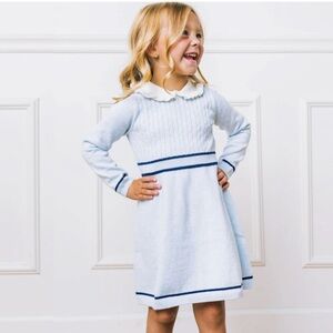 Hope & Henry Charming Blue Knit Dress for Kids